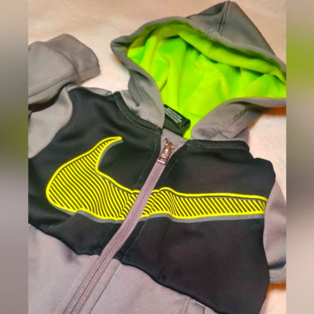 Nike Dri-Fit Gray n Black With Neon Yellow Hooded Jacket